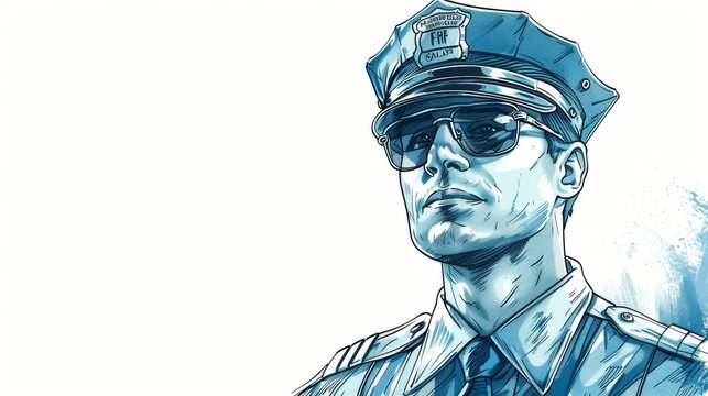 A police officer in uniform with a gun and sunglasses.