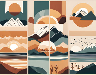 Morandi color blocks, simple lines background