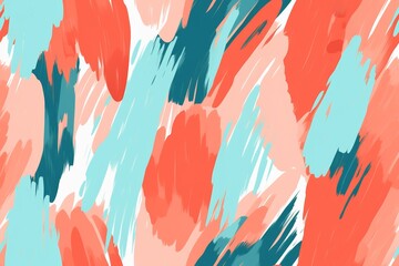Abstract vibrant brushstroke pattern in coral, turquoise, and navy blue colors. Perfect for backgrounds, textiles, and creative design projects.