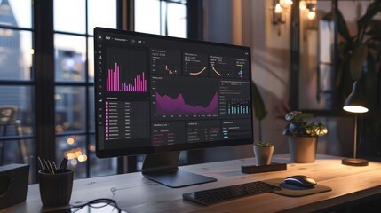 A computer monitor placed on top of a wooden desk in a simple and functional setup.