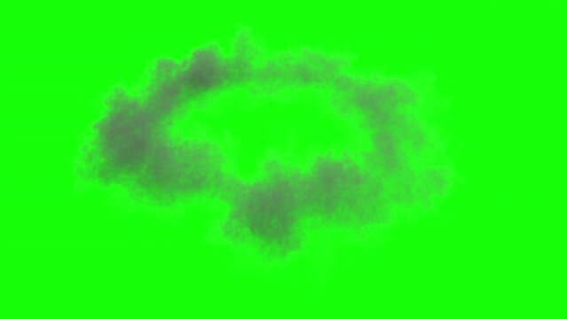 smoke shock wave. smoke impact on green background. 3d animation of a smoke shock wave. shock wave isolated