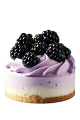 Blackberry Cupcake with Airy Frosting on Golden Base Isolted Transparent Background