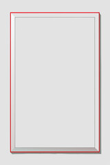 A picture frame featuring a red border against a white backdrop