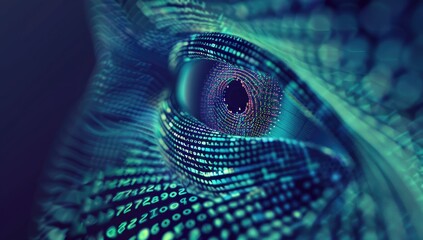 a image of a computer eye with a digital pattern