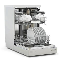 Dishwashers Geometric Design Basking in Natural Light on Pure White Isolation