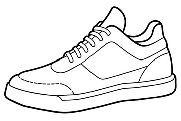 Black and white drawing of sneakers on white background