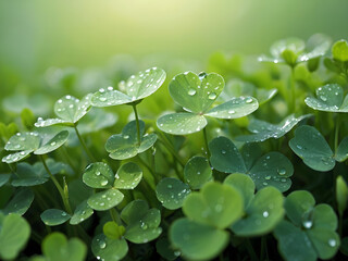 Water drops on Clover 
