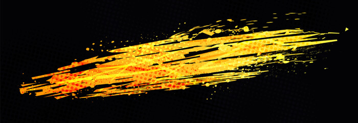 Abstract Sports Background with Orange Brushstrokes and Halftone Effect. Dynamic Grunge Background Design