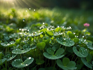 water drops on a Clover 