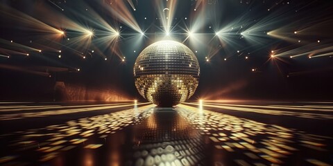 a image of a disco ball with lights shining on it