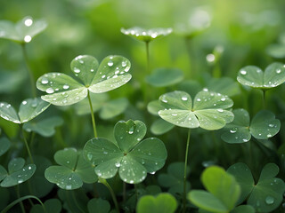 Water drops with clover 