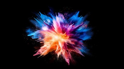 Dynamic neon supernova burst with detailed intricate patterns on black background