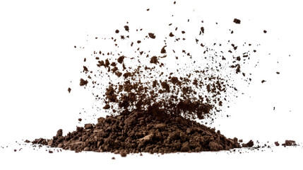Dirt flying, soil pile scattered