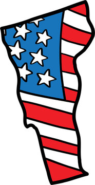 recommend clip art: doodle freehand drawing of vermont state map on usa flag.