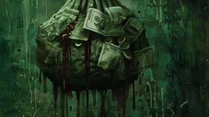 Garbage bag full of money for crime or financial themed designs - Powered by Adobe