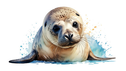Polar seal in watercolor technique