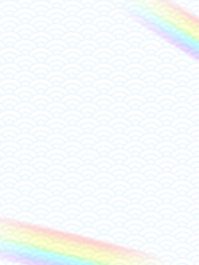 シンプルな虹と和柄の背景フレーム　縦