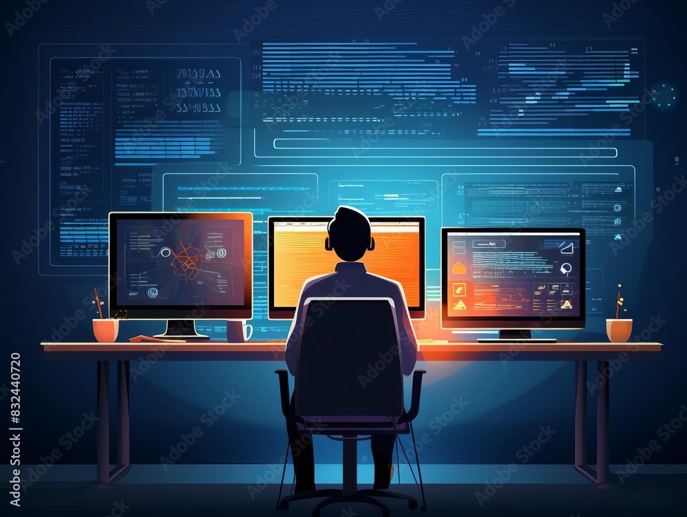 Wall mural decoding success the role of coding in startup development, flat design, minimal