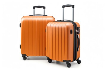 Many colorful suitcases with white background holiday concept. AI generated