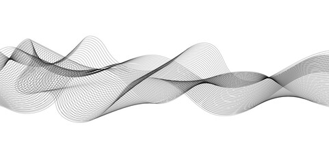 Abstract grey wavy lines on transparent background. Digital frequency track equalizer. Abstract frequency sound wave lines and twisted curve lines background. Abstract business wave curve lines. 