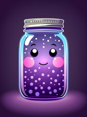 cartoon mason jar with purple liquid inside, vector illustration