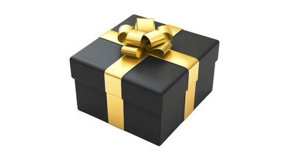 Black gift box with gold wrapping ribbon