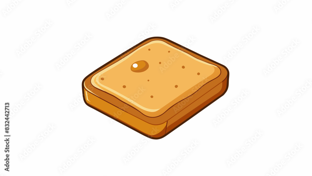 Poster A piece of toast with a flat surface slightly crispy edges and a uniform light brown color.. Cartoon Vector.