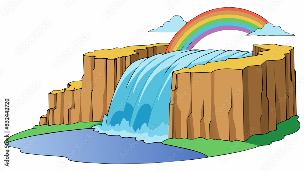 Poster a photograph of a majestic waterfall its rushing waters cascading down a rocky cliff into a crystal 
