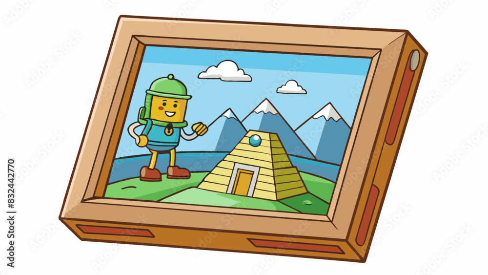 Poster A photograph carefully preserved in a frame capturing a fleeting moment in time and preserving it forever in perfect detail.. Cartoon Vector.