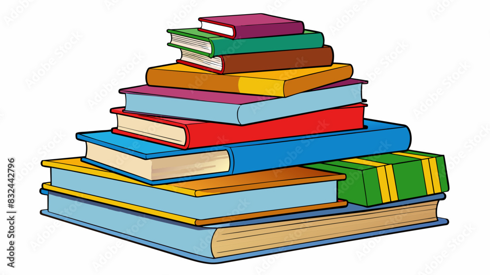 Poster a pile of books stacked haphazardly on top of each other represents the theme of knowledge and educa