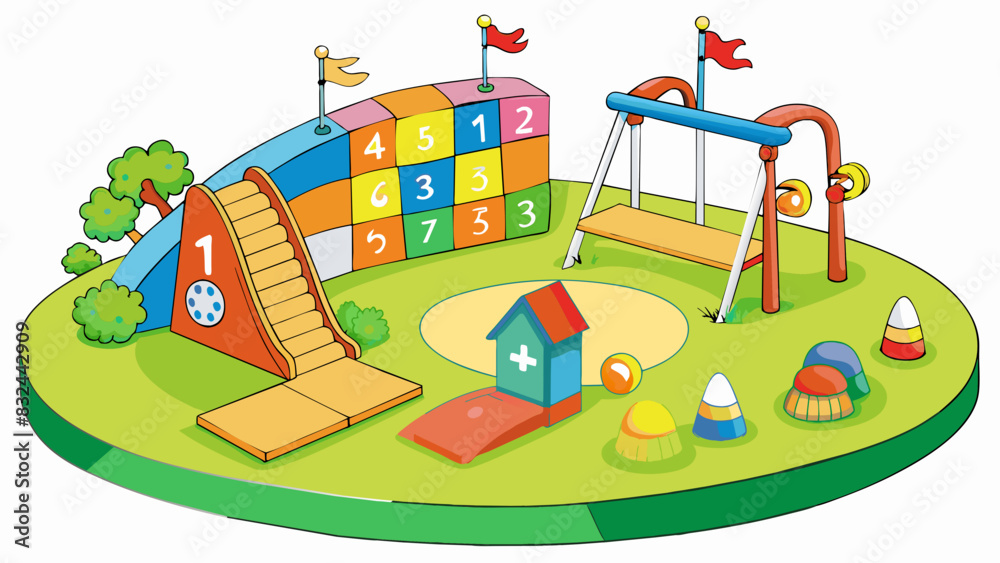 Aufkleber a playground with alphabet hopscotch number counting games and educational murals promoting physical