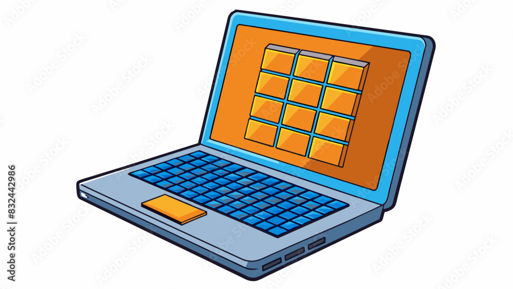Poster A powerful laptop with a longlasting battery fast processing speed and ample storage capable of efficiently handling multiple tasks and storing large. Cartoon Vector.