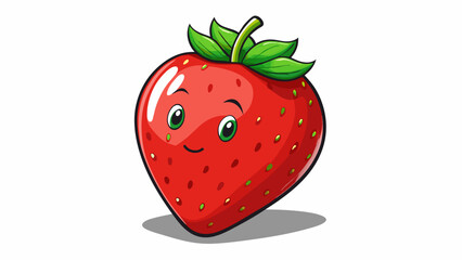 Obraz premium A plump and juicy red strawberry freshly picked and glistening in the sunlight. The burst of flavor and sweetness with each bite brings a feeling of. Cartoon Vector.