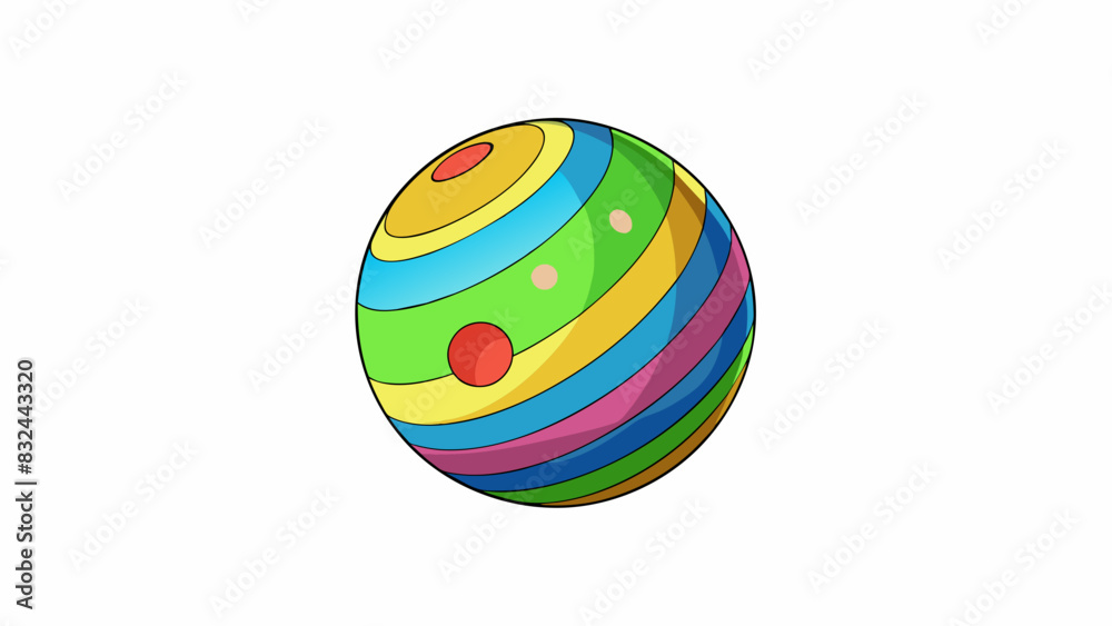 Poster A round rubber object with a smooth surface and a small hole in the center. It is typically brightly colored and used for recreational activities such. Cartoon Vector.