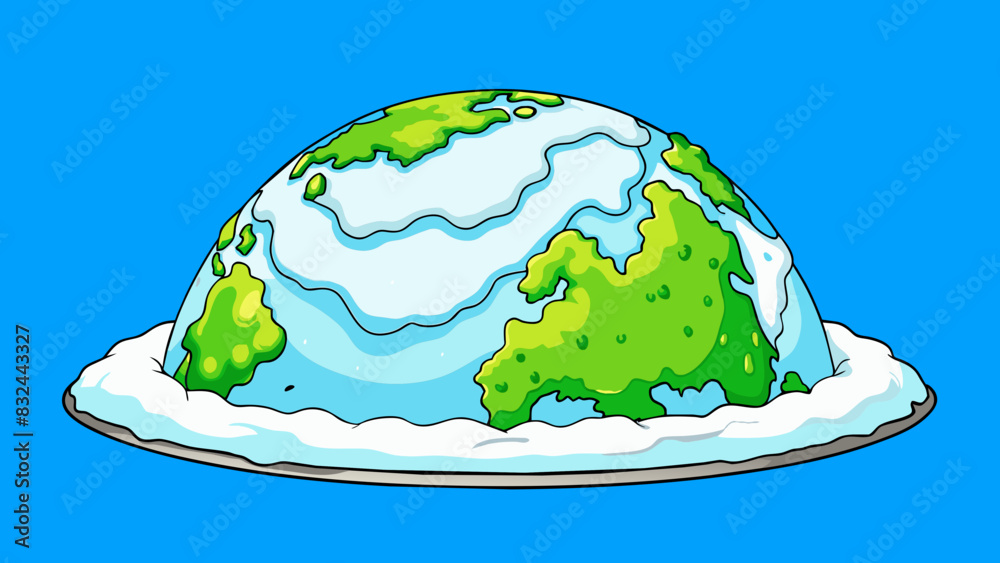 Poster a rounded mound of earth covered in a thick layer of snow sparkling in the sunlight against the brig
