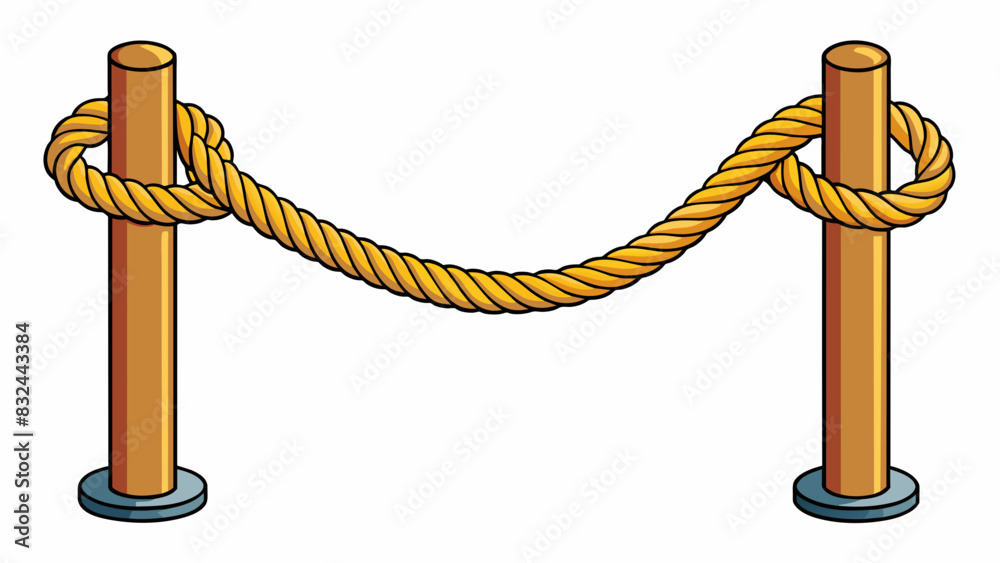 Aufkleber A rope stretched between two poles with its fibers straining against each other to keep the rope taut and secure.. Cartoon Vector.