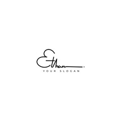 Ethan name signature logo vector design