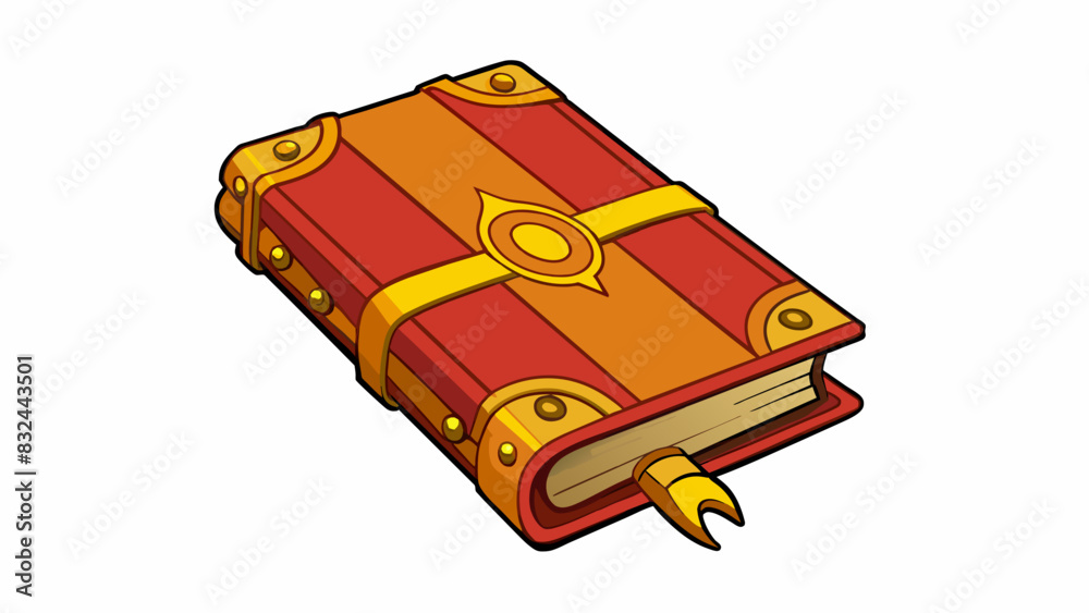 Poster A sacred text bound in leather and adorned with golden calligraphy representing the timeless wisdom and teachings of a particular religion.. Cartoon Vector.