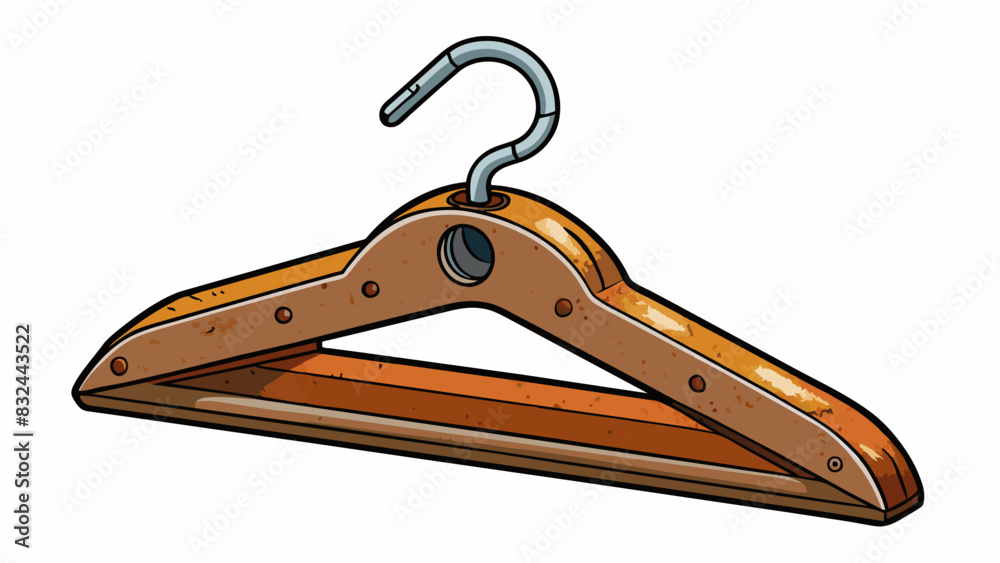 Poster A rusty and bent metal hanger with sharp edges and broken hooks.. Cartoon Vector.
