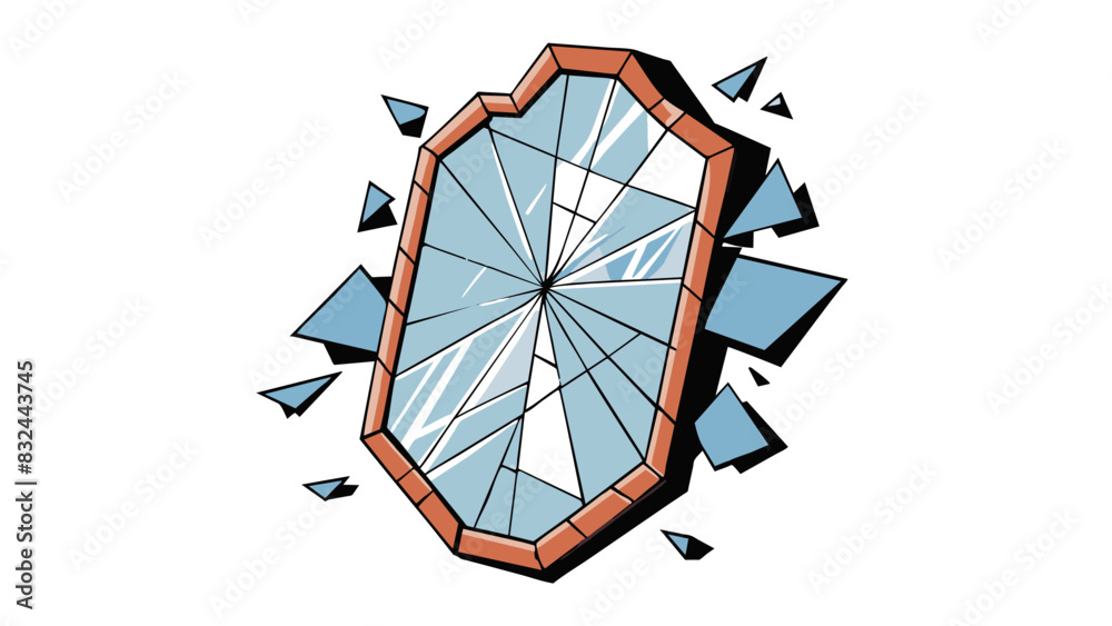 Poster A shattered mirror reflecting fragmented images that symbolize the divisive and fractured effects of hate on individuals and society.. Cartoon Vector.