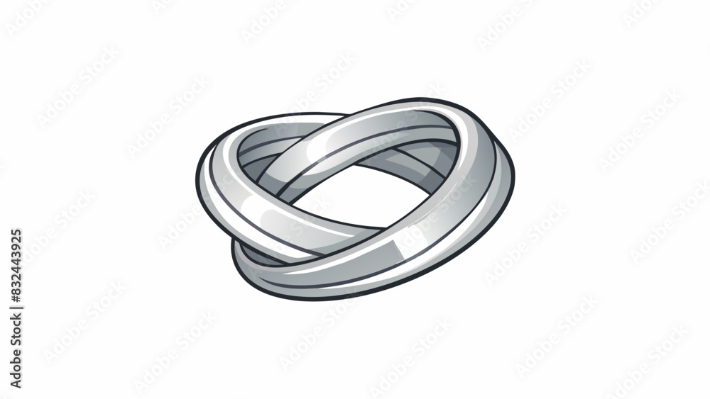 Poster A simple silver band with a twist design creating a subtle texture that catches the light. It has a modern and sleek appearance and fits loosely on. Cartoon Vector.