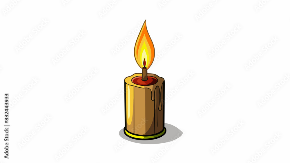 Poster A single candle burning brightly in a dark room flickering with a steady flame as it provides light and warmth without needing to be connected to a. Cartoon Vector.