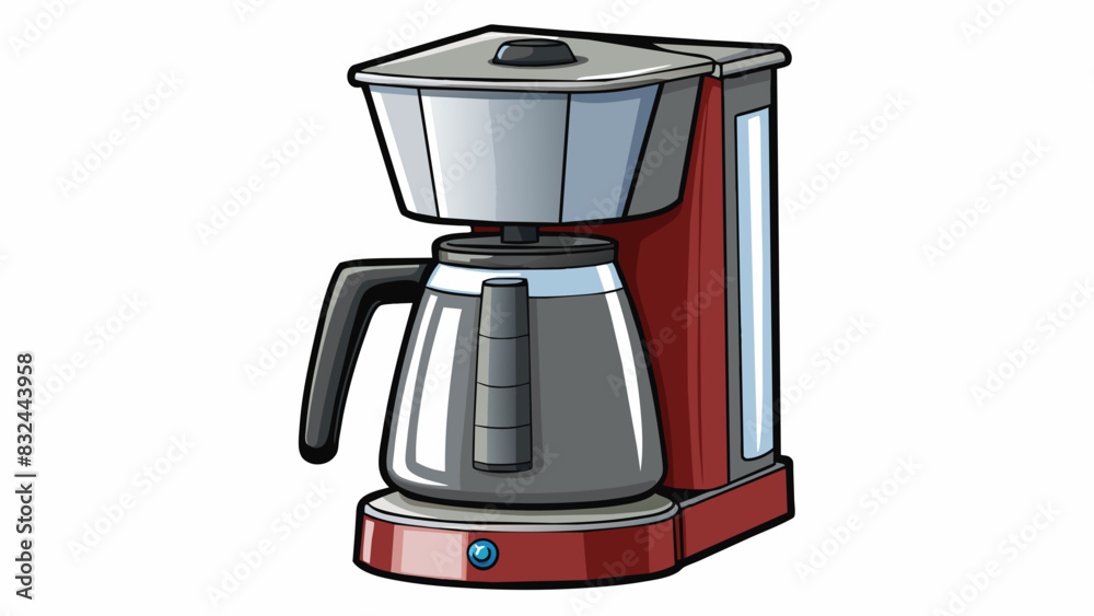Poster A sleek and modern coffee maker with a programmable timer stainless steel finish and a capacity to brew up to 12 cups at once.. Cartoon Vector.