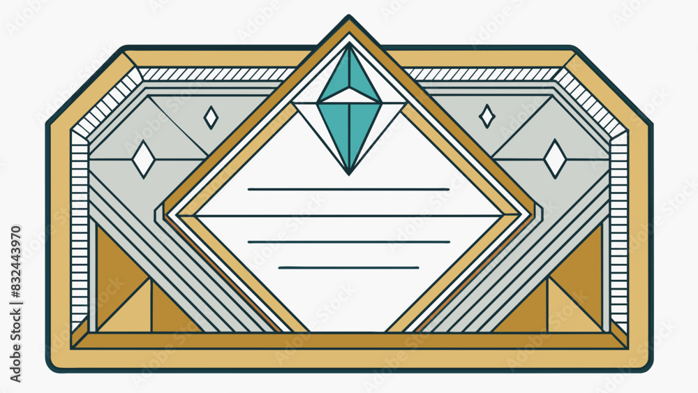 Poster A sleek and modern invitation made of clear acrylic laser engraved with sleek geometric patterns and a metallic border for a touch of sophistication.. Cartoon Vector.