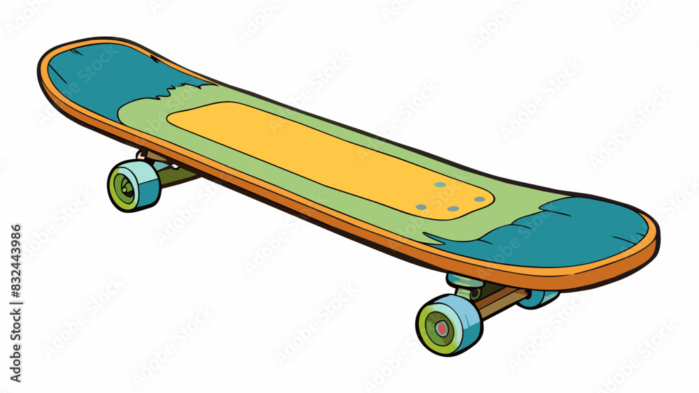 Poster a skateboard lying abandoned on the sidewalk scuffed and worn from years of use. its once vibrant co