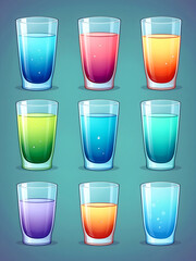 colored glasses with water illustration