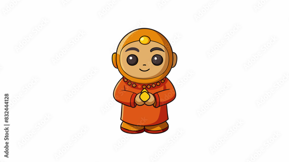 Poster A small clay figurine passed down through generations is believed to bring good luck and blessings to its owner through its connection to a revered. Cartoon Vector.