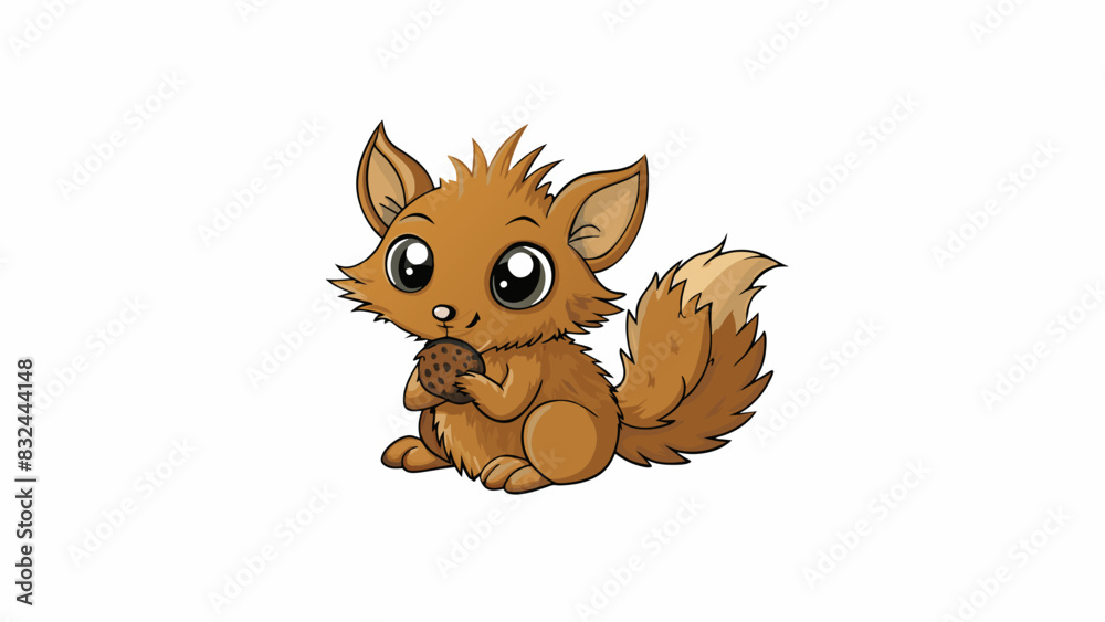 Poster A small fuzzy creature with pointy ears and a long bushy tail. Its curious nature and playful personality make it a popular choice for a pet. It has a. Cartoon Vector.