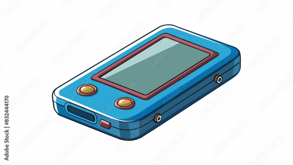 Aufkleber A small handheld communication tool with a sleek design. It has a glossy finish and a thin body with a small speaker at the top and a charging port at. Cartoon Vector.