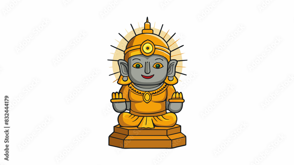 Poster a small engraved stone statue of a deity radiating a sense of reverence and divinity.. cartoon vecto